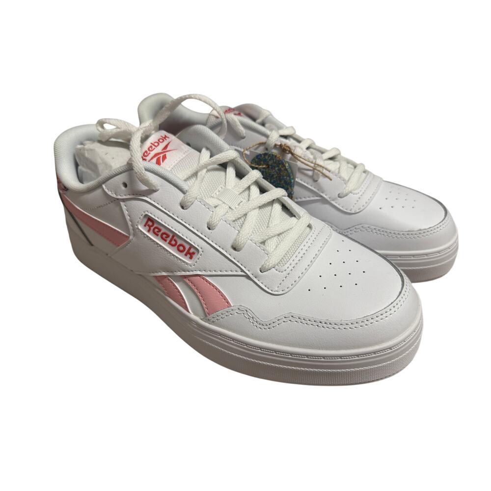 NEW Reebok Court Advance Tennis Shoe Bold White/Pink Tropical heel Womens Sz 11